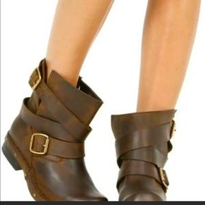 Jefferey Campbell Brown Brit Strap Wrap Boots